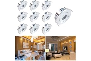‎INHDBOX Balahu Mini-Einbaustrahler, klein, 10 Stück, 1 W, LED, kleine Spot-Lampe, Deckenleuchte mit Transformator, LED-Downlights, warmweiß, für Schrank/Schrank/Küche/Wohnzimmer, Energieklasse A