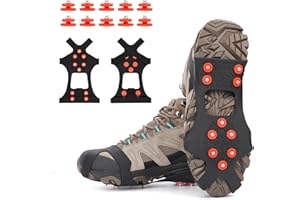 TBoonor Schuhspikes Schuhkrallen Ice Klampen Schnee Spikes Steigeisen Eiskrallen Anti Rutsch mit 10 Spikes für Schnee und EIS