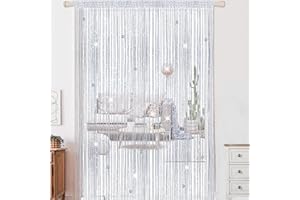 AIZESI 1PCS String Bead Curtain Silver 100x200cm Beaded Boor Curtains Crystal Beads Curtain Glitter Beaded Doorway Curtain Home Decor Tassel String Curtain Panel Room Divider Curtain Doorway Curtains