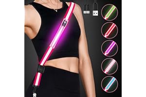 ‎FITENSE Fitense Lauflicht Joggen mit Reflektoren Gürtel, LED Reflektierende Gürtelschärpe, LED Lauflampe USB Aufladbar Verstellbar Nacht Sicherheitslicht Laufgürtel für Joggen Laufen Running Fahrradfahren