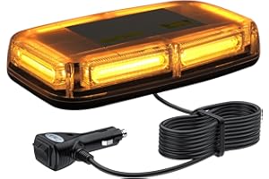 Justech 6-COB LED 60W Car Warning Light 7 Flash Modes Waterproof Amber Beacon Emergency Light Recovery Strobe Light 12V 24V with Magnetic Base for Car Vehicle Truck Trailer