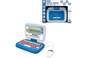 LEXIBOOK, Power Junior, Ordenador Portátil Educativo Bilingüe INGLÉS/ESPAÑOL con 40 Actividades Incluyendo una Nueva Forma de Aprender a Leer y Contar, JC398i2