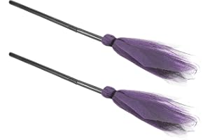 SEWACC Halloween Witch Broom 2Pcs Mesh Broom Props Witch Broom Accesstes Masquerade Hobe Up Accessory Cosplay Broom Props pour La Décoration de Costumes D' Halloween (Couleur