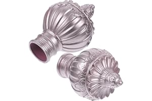 IMIKEYA 2 Pcs Inner Dia. 28mm Window Curtain Rod End Multi-thread Design Drapery Pole Drape Rod Finals Head Cap Finials Fit for Home Office (Rose Gold)