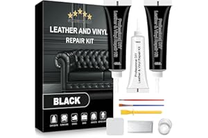 STARTSO WORLD Black Leather & Vinyl Repair Kit for Car Interiors, Furniture, Couches, Car Seat, Sofa, Jacket and Purse, Restores Faux, Artificial, Genuine Pleather