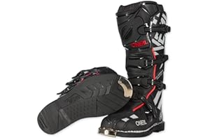 O'NEAL | Botas de motocross MX Enduro | Protección de suela metálica, hebillas fáciles de ajustar | Bota TRIBUTO SQUADRON V.21 | Adulto | Negro/Gris | Talla 41/8