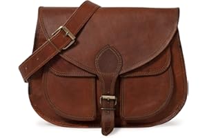 LEABAGS Skórzana torebka damska, wysokiej jakości, prawdziwa skóra, damska torba na ramię, do pracy, na uczelnię, do szkoły, na czas wolny, 32 x 27 x 10 cm, styl vintage, koniak, Koniak vintage,