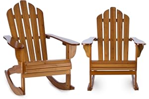 blumfeldt Rushmore Set 2 fauteuils à Bascule Jardin (Style Adirondack, Dossier Haut, Assise Profonde et Longs accoudoirs, lasure de Protection) - Marron
