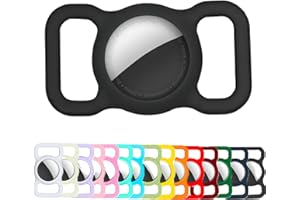 WufWuf Pet Silicone AirTag Holder for Cat and Dog Collars - GPS Finder Locator Tracker Case, Anti-Lost Device Holder, Air Tag Dog Collar Accessory (Black)