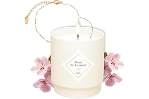 MY JOLIE CANDLE - Bougie Bijou Parfumée Fleur de Cerisier - Bracelet Doré et Perles Crèmes - Cadeau Femme Maman pour la Fête des mères, Anniversaire, Noël - Bracelet Acier Inoxydable - Cire Végétale