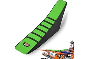 MCHMFG Universal Ribbed Dirt Bike Seat Cover - Gripper Soft Seat Cover for Most Dirt Pit Bike Motorcycle Black-Green (MCHST-002-GR)