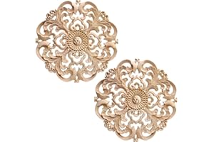 Zasvec Molduras de Madera 2 Piezas Molduras Decorativas para Muebles Redonda Apliques de Madera Tallada Aplique Decorativo en Madera Calcomanias Decorativas para Decoración Hogar Gabinete