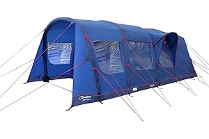 Berghaus Air 400XL Nightfall Tent for 4 People with Porch, Darkened Bedrooms, Living Area, 4 Man, Inflatable, Easy to Pitch, Tunnel, Sewn In Groundsheet, Family Camping, Festivals, 6000mm HH, Blue