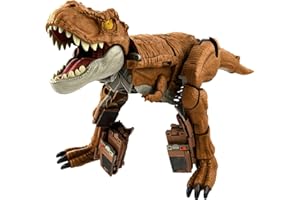 Mattel Jurassic World Zabawka Fierce Changers Figurka 2 w 1 Tyranozaur przekształcana w pojazd terenowy, ryczący wyścig, 28 kroków, zabawka dla dzieci, od 8 lat, HPD38