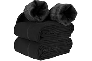 Aiglam Leggins Termicos Mujer, 2 Pares Las Polainas de Las Mujeres Elásticos Cintura Alta Forrado de Terciopelo Grueso Calientes Bragas Calientes Gruesas