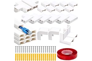 ANOMAT 157in Cable Trunking & Cord Cover Raceway Kit – Wall Mounted TV Cable Concealer for 1-2 Cords, Wire Hider, White (10 x L15.7”)