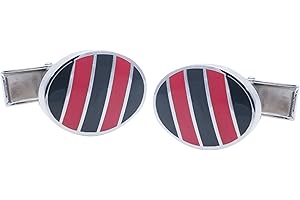FUNKYCUFFLINKS.COM Premium Metal Collars with Oval Shaped Cufflinks Choose Colour Scheme Stripes from Scots Guards, Oxford Blues, Piccadilly and Circle Line or Frankel Silk Colors