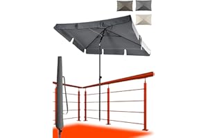 4smile Sonnenschirm Balkon SunnyShade, 200 x 125 cm, Anthrazit - UPF 50+ Sonnenschirm rechteckig als Sonnenschutz Balkon - Balkon-Schirm mit Sonnenschirm Schutzhülle