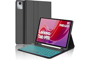 IVEOPPE Funda Lenovo Tab M11 con Teclado, Lenovo Tab M11 Funda Teclado, Capa Teclado Español Ñ Desmontable Retroiluminados Bluetooth para Lenovo Tab M11 TB330FU/ TB330XU 2024 11",Negro