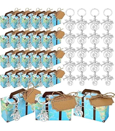 MorningRo 50 mini valigie per feste, a tema viaggio, piccole scatole