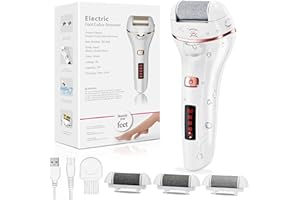 Lima Eléctrica Pies Durezas, Aottom Pedicura Electrico las Quita Durezas Eliminar Callos Herramientas de Poderoso Recargables Profesional con 3 Diamond Rodillos IPX7 Impermeable