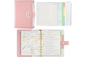Raccoglitore ad anelli A5, formato A5, ricaricabile con accessori, 6 anelli Planner Blue Refills inclusi accessori Harphia Rosa