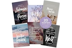 HEJ.CREATION 20 Postkarten im Set ● Postkartenset mit Bildern, Sprüchen und Zitaten zum Thema Liebe, Beziehung und Freundschaft ● Grußkartenset Valentinstag Love Zweisamkeit Glück Herz