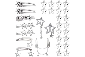 30 stycken stjärnformade Y2K hårspännen, silverfärgade set med 20 stjärnformade hårspännen och 10 punk-stil hårspännen med st