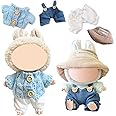 4 Pcs 17cm Clothes Compatible with Labubu Doll, Cute Plush Clothes with Sweater Pants Hats Bib Pants, Doll Clothes for 17cm Doll, Boy and Girl for Best Gifts(not including doll)