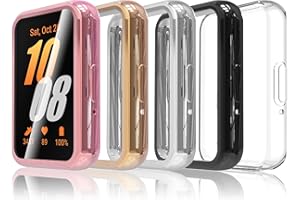Simpeak 5-Pack Screen Protector Case Compatible with Samsung Galaxy Fit 3, TPU Soft Screen Protector Bumper Cover Replacement for Galaxy Fit 3, Transparent+Rose+Silver+Black+Rosegold