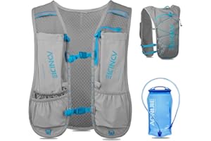 WELLWISE Lightweight Hydration Running Vest Backpack, Functional Hydration Vest Cycling,Running Backpack with 1.5L Water Bladder,Men Women Adjustable Water Running Vest