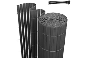 Jaxguom PVC Sichtschutzmatte, 100 x 800cm Sichtschutzzaun mit DREI Rippenverstärkungen und Kabelbindern, Windschutz Balkon Sichtschutz Wetterfest, für Zaun Garten Terrasse, Anthrazit