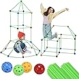 KASTWAVE Fort Building Kit for Kids 4 5 6 7 8 9 10 Years Old, DIY Playhouse with Tent Cover, STEM Early Learning Education Construction Toys Gifts for Boys Girls (88 Pcs)