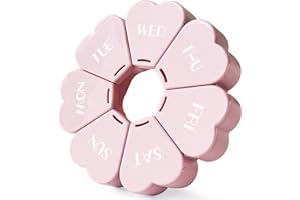 FHORAIN Tygodniowy organizer na tabletki, uroczy, okrągły, duże przegródki, przenośny, 7 dni, etui podróżne na witaminy, suplementy (fioletowo-różowy)