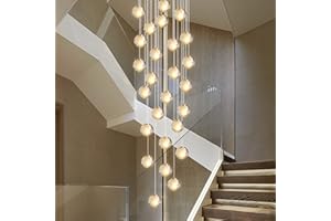 KJLARS Współczesne lampy wiszące LED Regulowana wysokość kryształowy żyrandol nadaje się do salonu Stół jadalny schody Sypialnia Lampy (26 lampek Okrągły kształt)