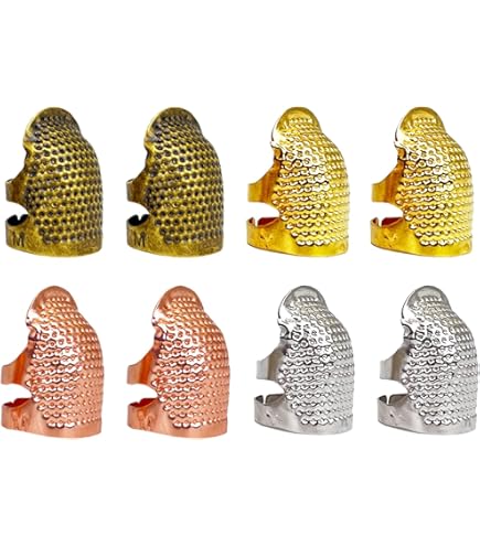 Set 4 Ditali In Pelle Per Cucito | Protezione Dita | 2 Misure | Per Cucito A Mano, Maglia, Quilting - Foto 3