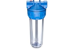 WK - Contenitore Vuoto per Filtrazione Acqua da 10 Pollici con Attacchi da 1 Pollice, Utilizzabile con Tutte le Cartucce