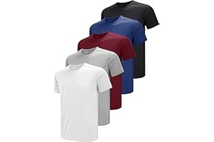 Teesmen Men's Sports T-Shirt, Pack of 5, Short Sleeves, for Gym, Running, Workout, Plain, Multipack, Crew Neck