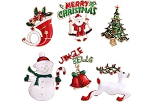 MPXEAVG 4 Stück Weihnachtsbrosche Set, Weihnachts-Strassbrosche, Weihnachtsbaumbrosche, Weihnachtsglockenbrosche, Weihnachtsmann-Brosche, Weihnachtskranzbrosche, Weihnachtsbekleidungszubehör