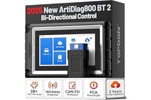 TOPDON ArtiDiag800 BT V2.0 Car Diagnostic Tool Bidirectional, All Systems OBD2 Scanner with 28+ Reset Services, Oil Reset/EPB/SAS/TPMS/DPF, 2 Year Free Update, FCA AutoAuth, CANFD
