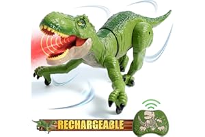 Sunrad Ferngesteuertes Dinosaurier Spielzeug mit Sprühen,Lichtern und Brüllen,Gehen,Elektronik T-Rex Dino Spielzeug,Kinderspielzeug für Jungen Mädchen ab 3 4 5 6 Jahre,Grün