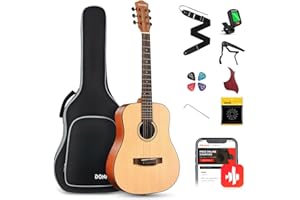 Donner Gitarre Akustik 3/4 für Anfänger Einsteiger Akustikgitarre Set Gitarren Erwachsene 36 Zoll Dreadnought mit 6 Tasche Capo Plektren Gurt(Natur)
