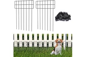 LIANTRAL Clôtures de jardin, barrières animaux, Clôture métallique décorative en plein air, clôture sans creusage, clôtures d'animaux pour chiens et lapins, total 42 cm x 7,6 m, 25 pièces