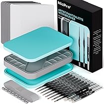 Tavolozza Per Pittura Acrilica Nicpro - Wet Palette Con 100 Fogli, 4 Spugne, Portapennelli - Foto 9