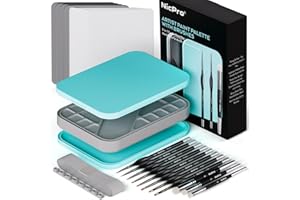 ‎NICPRO Nicpro Wet Palette und 11 Feine Pinsel, Dry Brush, 100 Nasspalettenpapier, 4 Schwämme, Pinselhalter, Mischpalette zum Sparen von Farben für Miniaturmodellmalerei