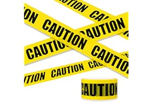 Daucin CAUTION Tape, Yellow Warning Tape Self-adhesive Barricade Safety Tapes with Bold Black Font Text, Maximum Readability for Halloween Decorations Workplace Danger Areas - 25 M x 4.8 CM
