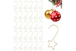 LFBEST 100 sztuk wieszaków na bombki, złote wieszaki na bombki bożonarodzeniowe, wieszaki na bombki choinkowe małe haczyki choinkowe, metalowe gwiazdki haczyki S na ozdoby choinkowe