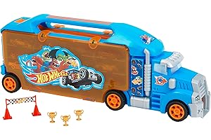 Theo Klein 2474 Hot Wheels Camion-mallette de transport I Mallette d'une grande stabilité pour 24 petites voitures et 2 camions I Jouet pour enfants à partir de 3 ans
