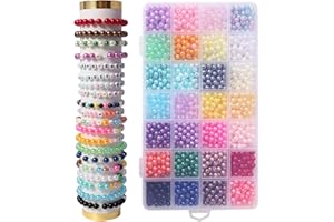 SUMLIVING Pearl Beads for Jewelry Making,28 Colores 560 Pieces Plastic Round Glass Pearls for DIY Crafts Bracelet Necklace (6MM-560PCS)