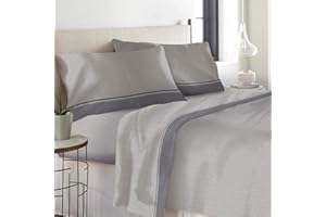 LARA MORADA Set Completo Letto Lenzuola 100% Cotone Disegno BORBONESE (Grigio, Matrimoniale 2P)